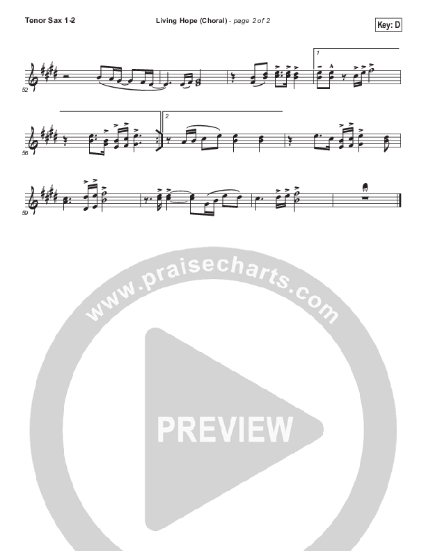 Living Hope (Choral Anthem SATB) Tenor Sax 1,2 (Phil Wickham / Arr. Luke Gambill)