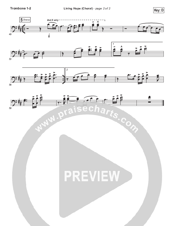 Living Hope (Choral Anthem SATB) Trombone 1,2 (Phil Wickham / Arr. Luke Gambill)