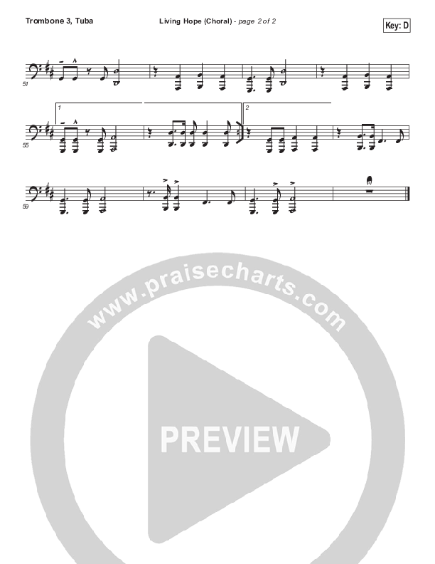 Living Hope (Choral Anthem SATB) Trombone 3/Tuba (Phil Wickham / Arr. Luke Gambill)