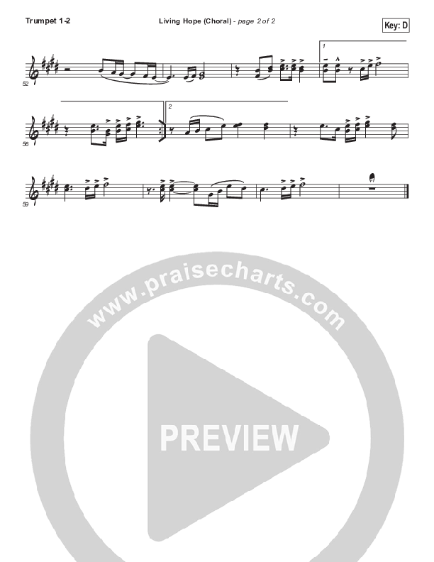 Living Hope (Choral Anthem SATB) Trumpet 1,2 (Phil Wickham / Arr. Luke Gambill)