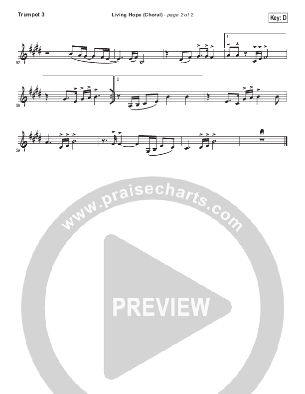 Living Hope (Choral Anthem SATB) Trumpet 3 (Phil Wickham / Arr. Luke Gambill)