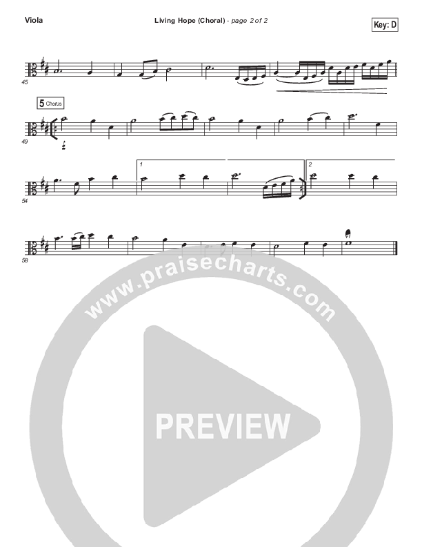 Living Hope (Choral Anthem SATB) Viola (Phil Wickham / Arr. Luke Gambill)
