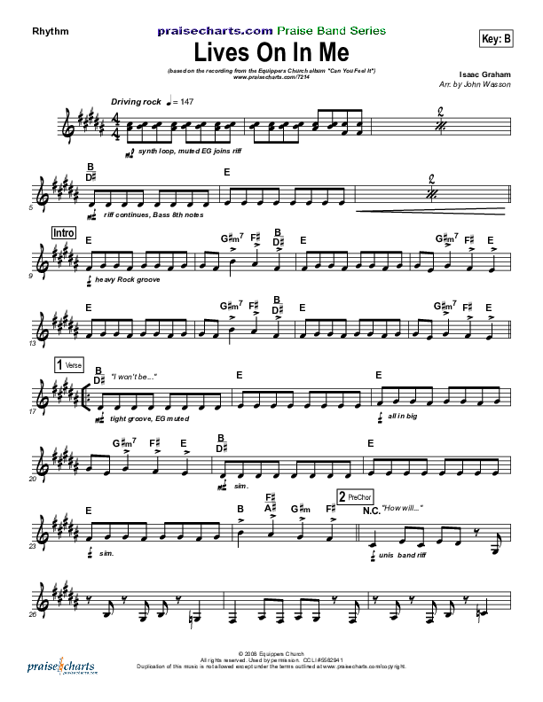 Lives On In Me Rhythm Chart (Equippers Church)