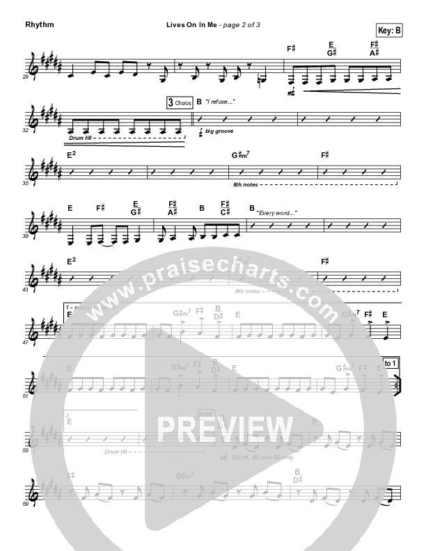 Lives On In Me Rhythm Chart (Equippers Church)