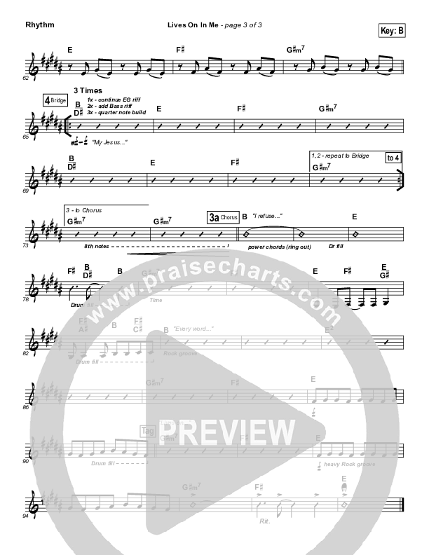 Lives On In Me Rhythm Chart (Equippers Church)