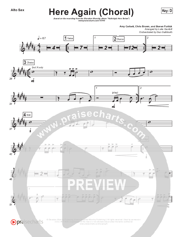 Here Again (Choral Anthem SATB) Alto Sax (Elevation Worship / Arr. Luke Gambill)