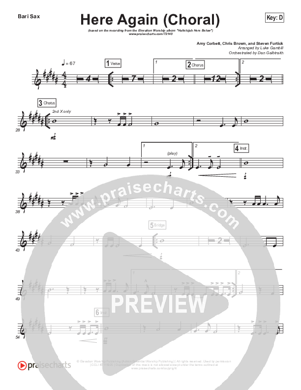 Here Again (Choral Anthem SATB) Bari Sax (Elevation Worship / Arr. Luke Gambill)