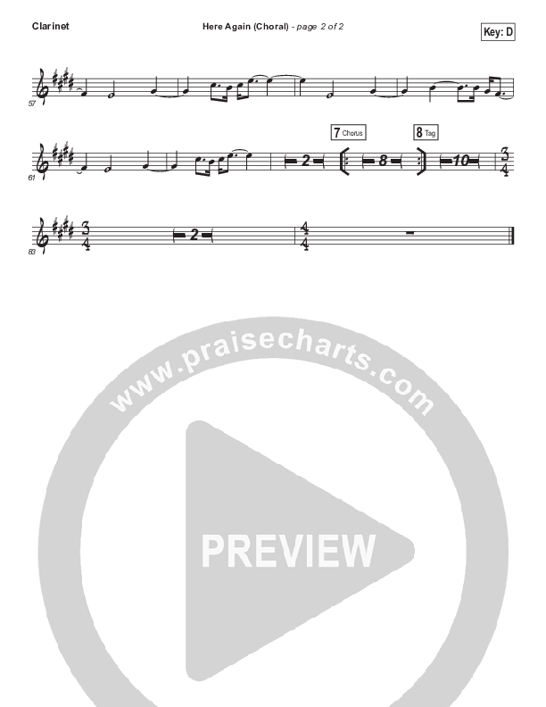 Here Again (Choral Anthem SATB) Clarinet (Elevation Worship / Arr. Luke Gambill)