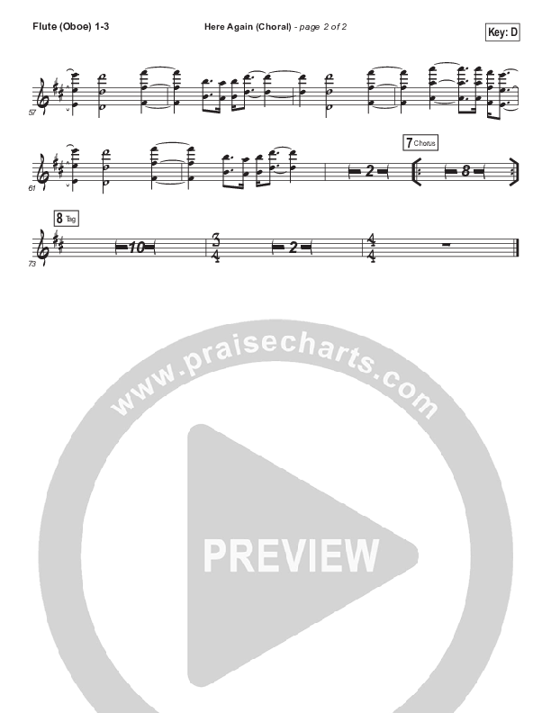 Here Again (Choral Anthem SATB) Flute/Oboe 1/2/3 (Elevation Worship / Arr. Luke Gambill)