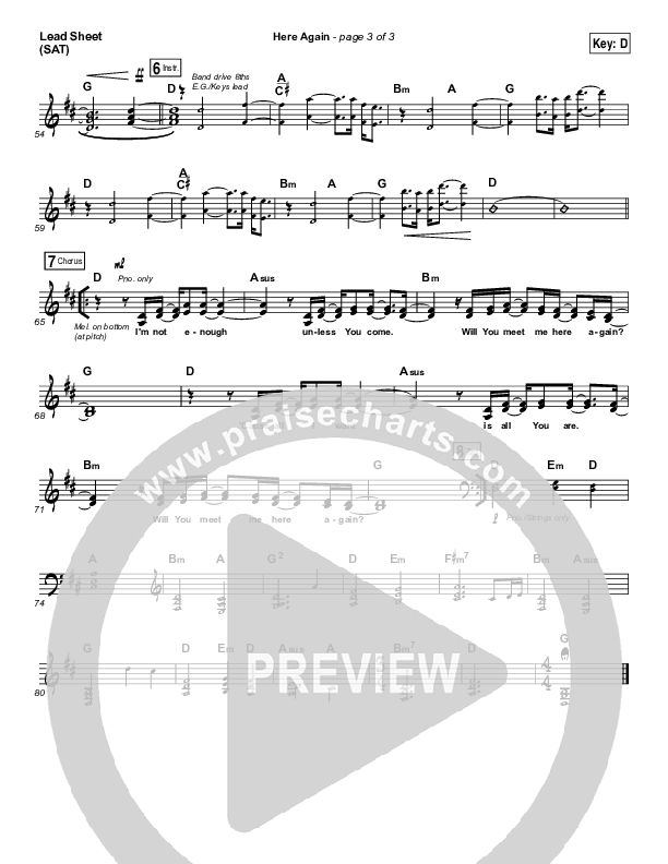 Here Again (Choral Anthem SATB) Lead Sheet (SAT) (Elevation Worship / Arr. Luke Gambill)
