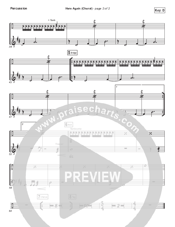 Here Again (Choral Anthem SATB) Percussion (Elevation Worship / Arr. Luke Gambill)