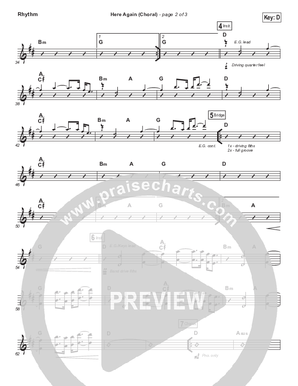 Here Again (Choral Anthem SATB) Rhythm Chart (Elevation Worship / Arr. Luke Gambill)