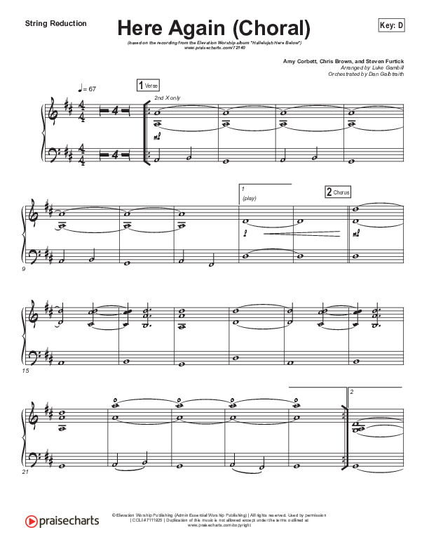 Here Again (Choral Anthem SATB) String Pack (Elevation Worship / Arr. Luke Gambill)