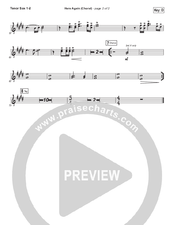 Here Again (Choral Anthem SATB) Tenor Sax 1/2 (Elevation Worship / Arr. Luke Gambill)