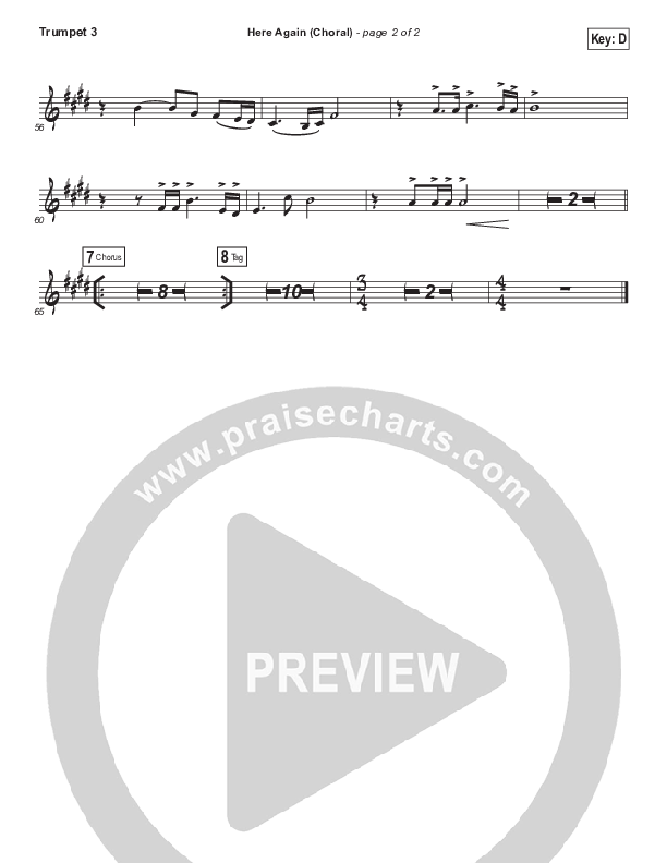 Here Again (Choral Anthem SATB) Trumpet 3 (Elevation Worship / Arr. Luke Gambill)