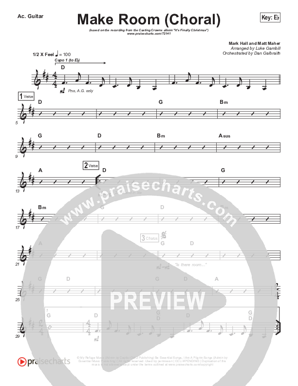 Make Room (Choral Anthem SATB) Acoustic Guitar (Casting Crowns / Arr. Luke Gambill)