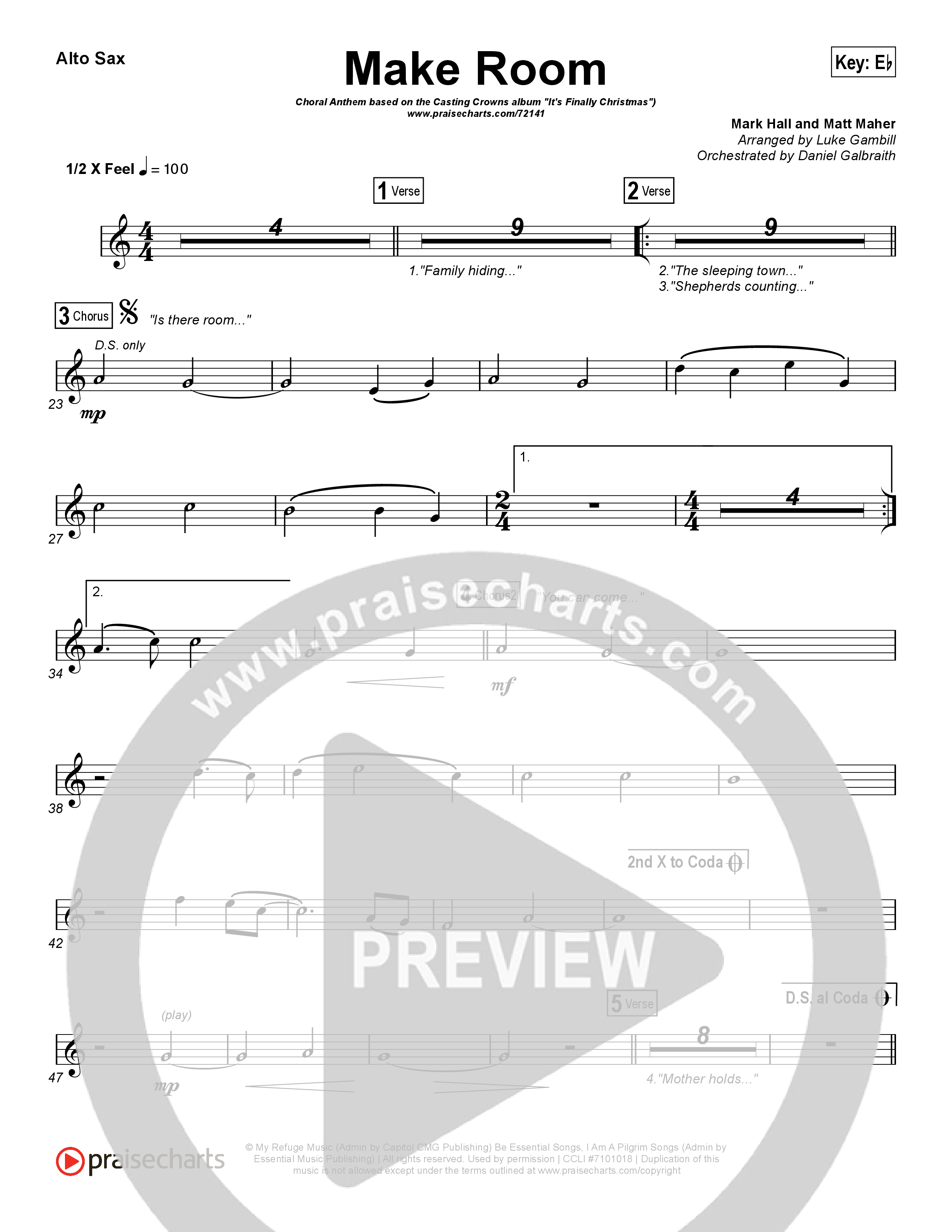 Make Room (Choral Anthem SATB) Alto Sax (Casting Crowns / Arr. Luke Gambill)