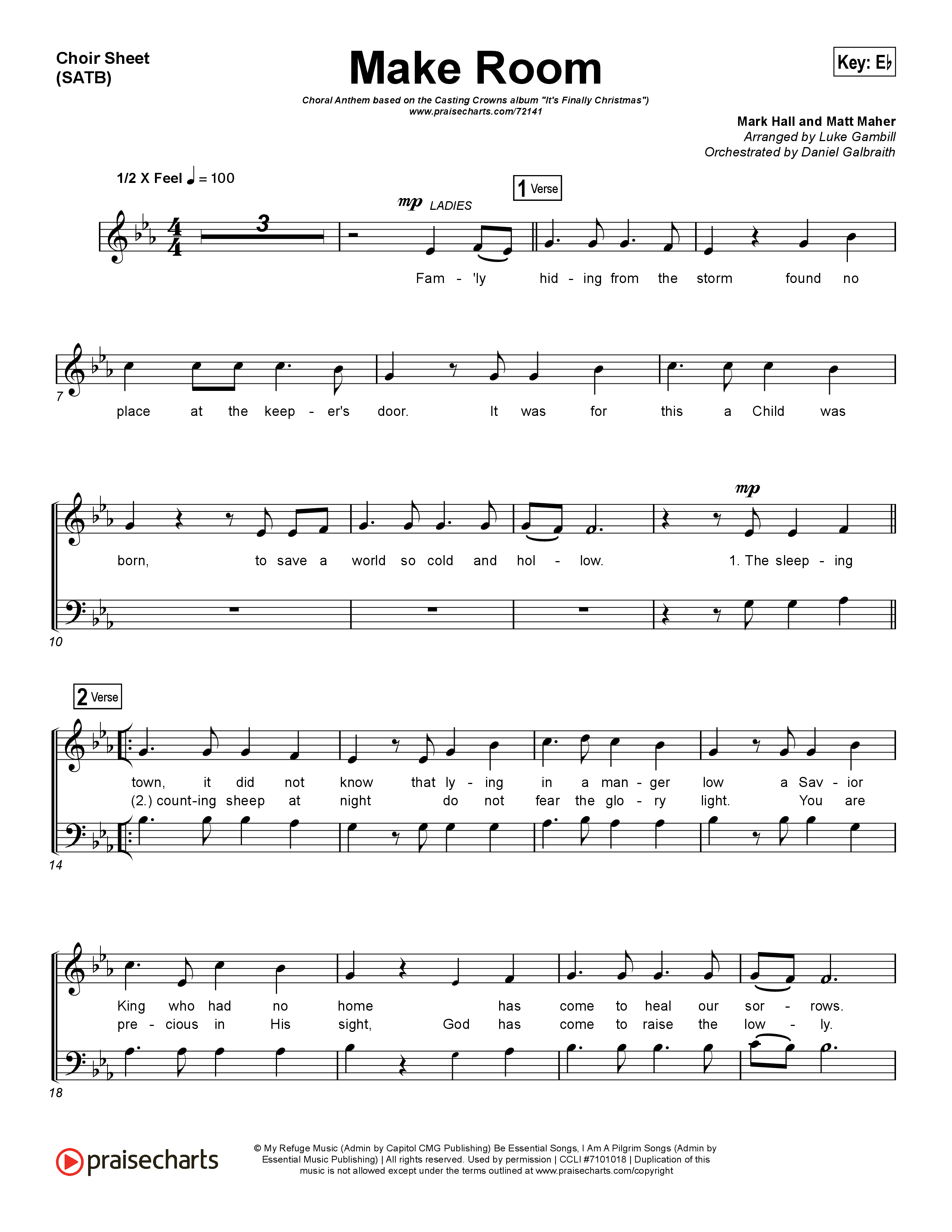 Make Room (Choral Anthem SATB) Choir Sheet (SATB) (Casting Crowns / Arr. Luke Gambill)