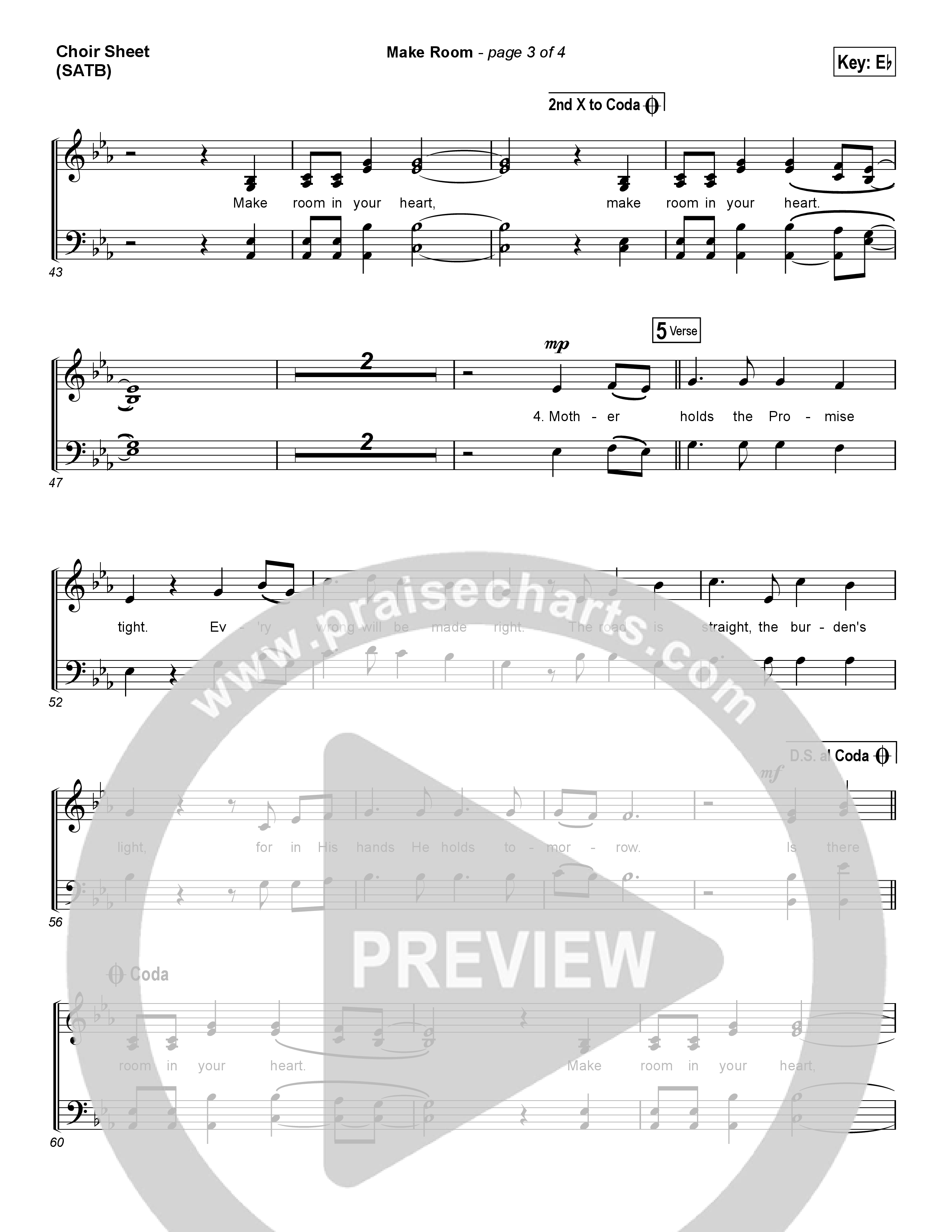 Make Room (Choral Anthem SATB) Choir Sheet (SATB) (Casting Crowns / Arr. Luke Gambill)
