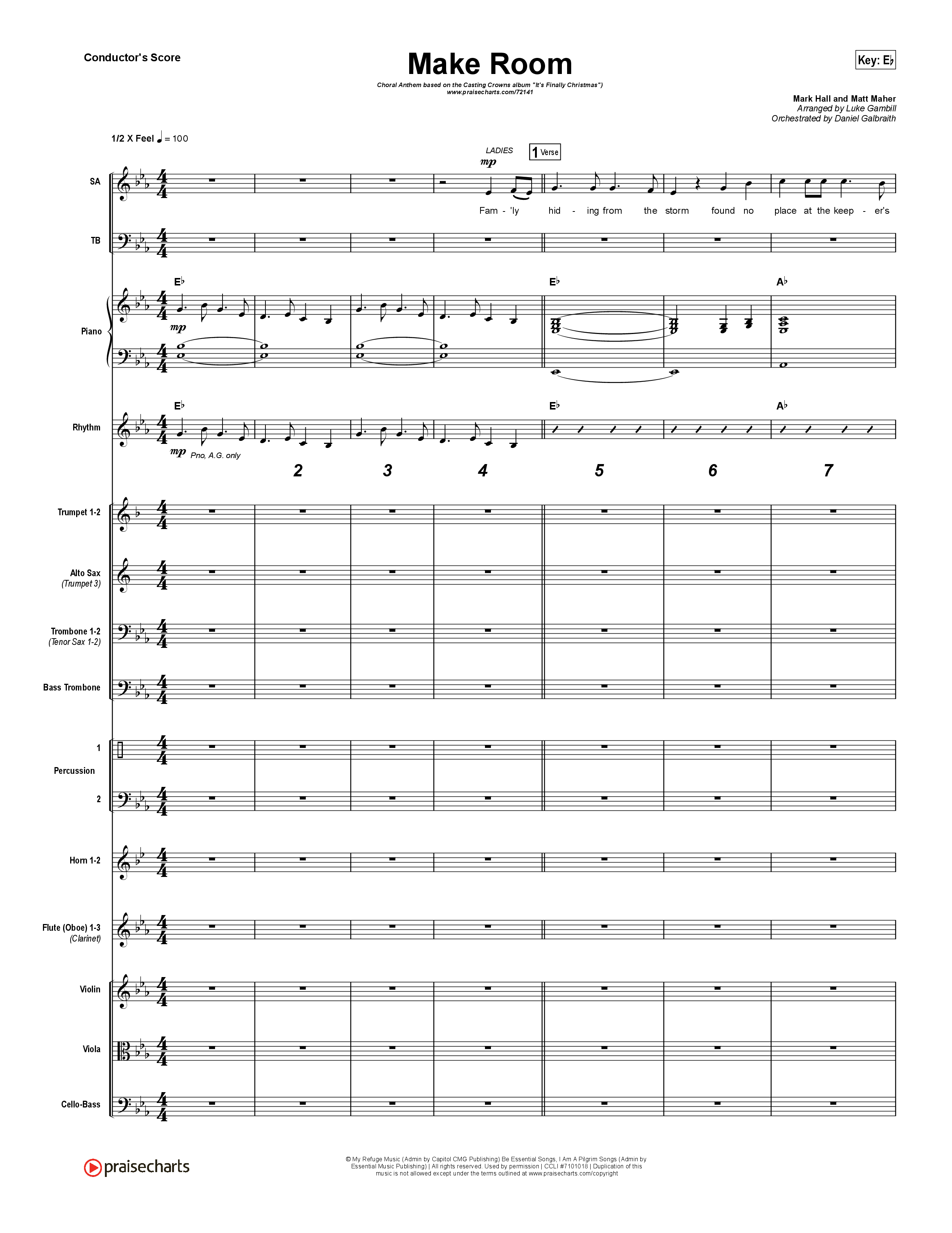 Make Room (Choral Anthem SATB) Orchestration (Casting Crowns / Arr. Luke Gambill)
