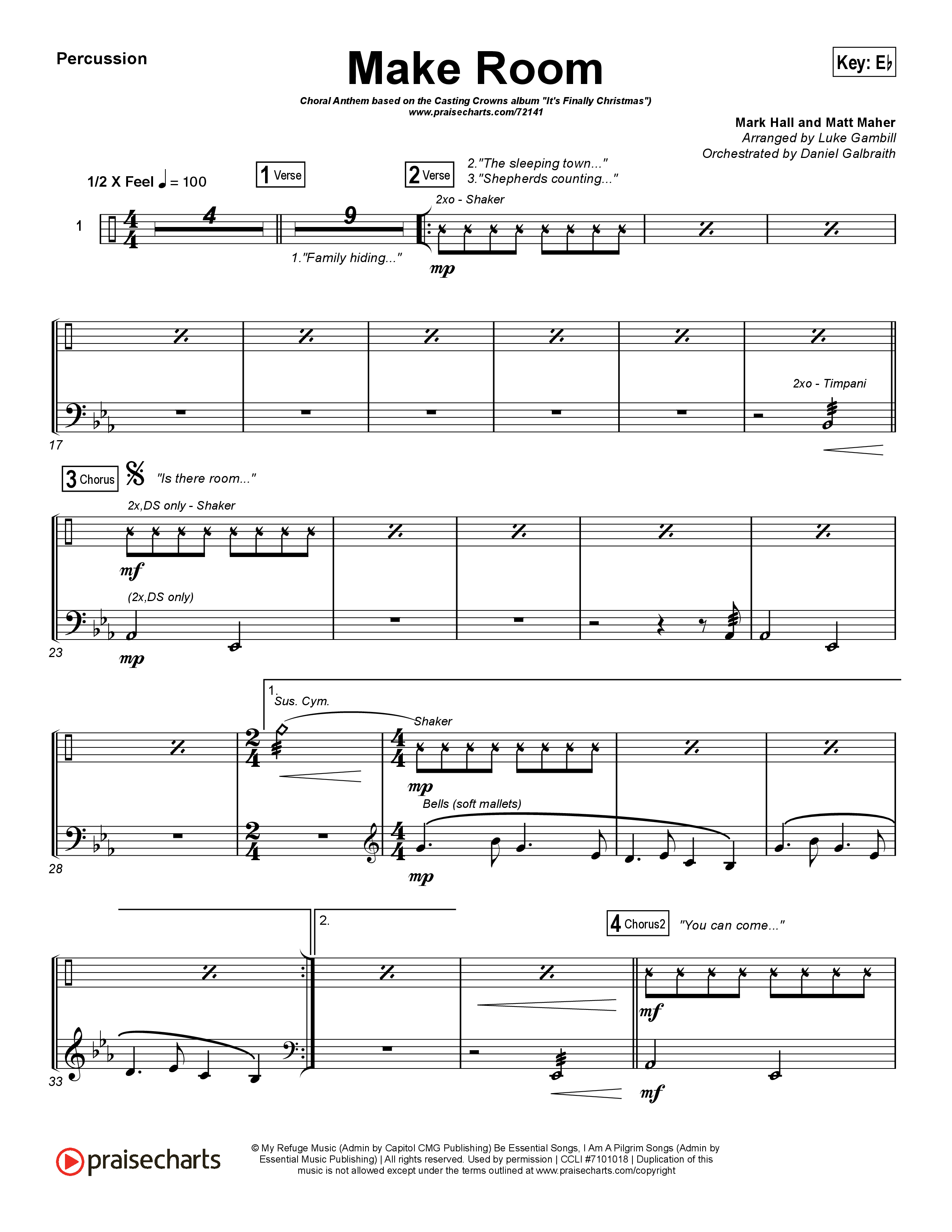 Make Room (Choral Anthem SATB) Percussion (Casting Crowns / Arr. Luke Gambill)