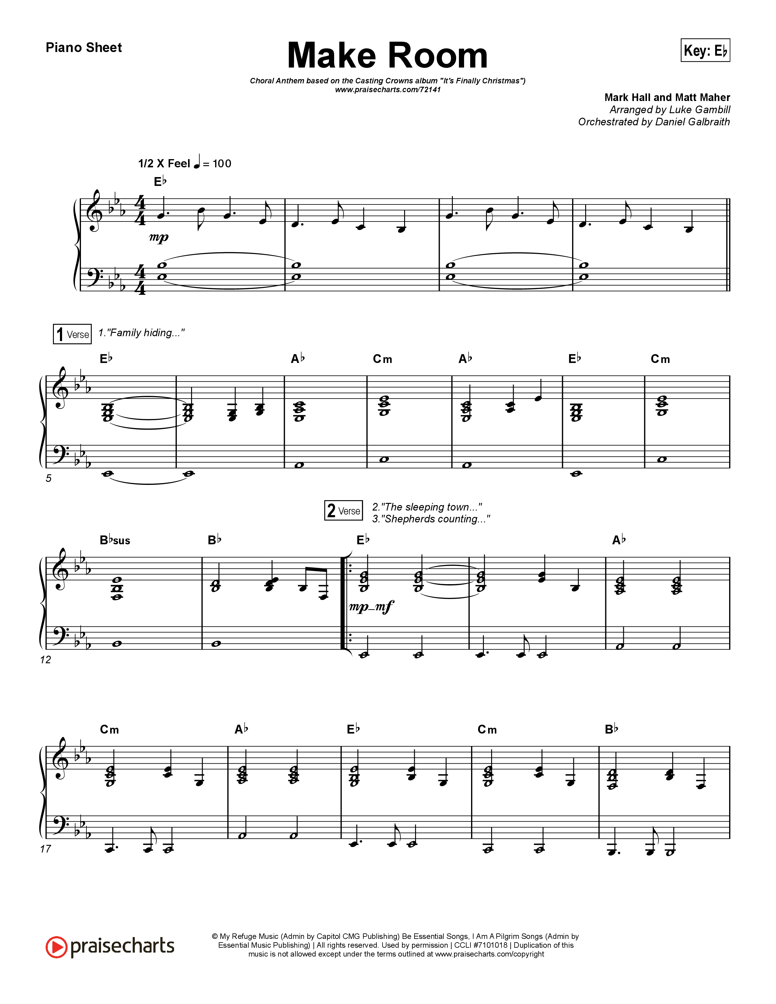 Make Room (Choral Anthem SATB) Piano Sheet (Casting Crowns / Arr. Luke Gambill)