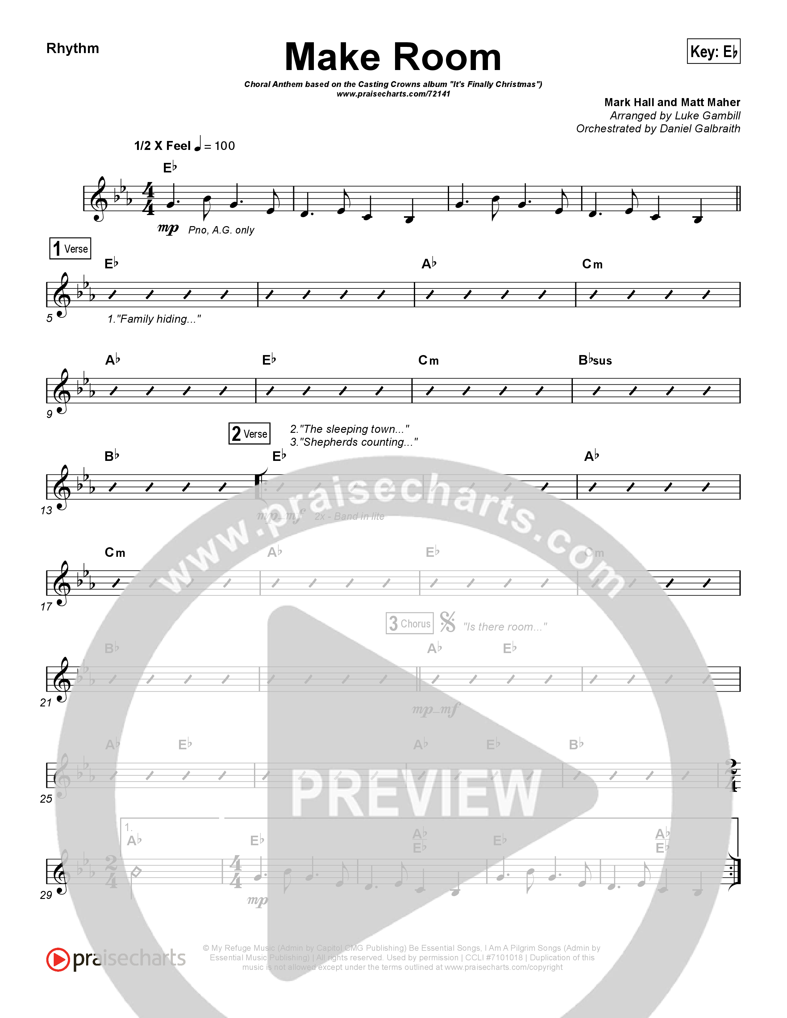 Make Room (Choral Anthem SATB) Rhythm Chart (Casting Crowns / Arr. Luke Gambill)