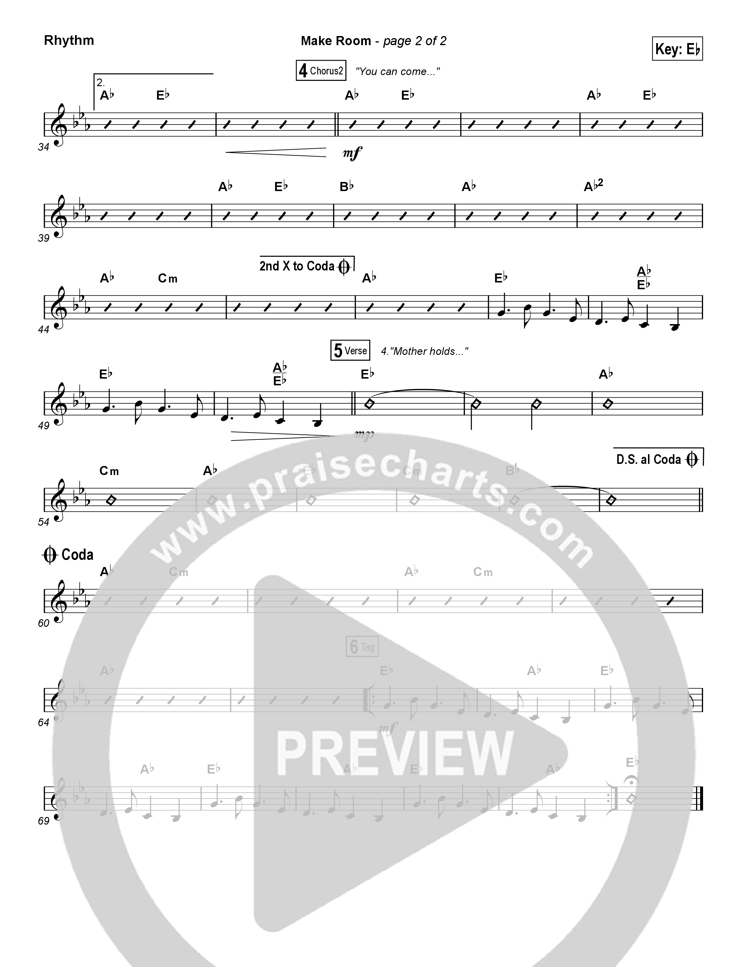 Make Room (Choral Anthem SATB) Rhythm Chart (Casting Crowns / Arr. Luke Gambill)