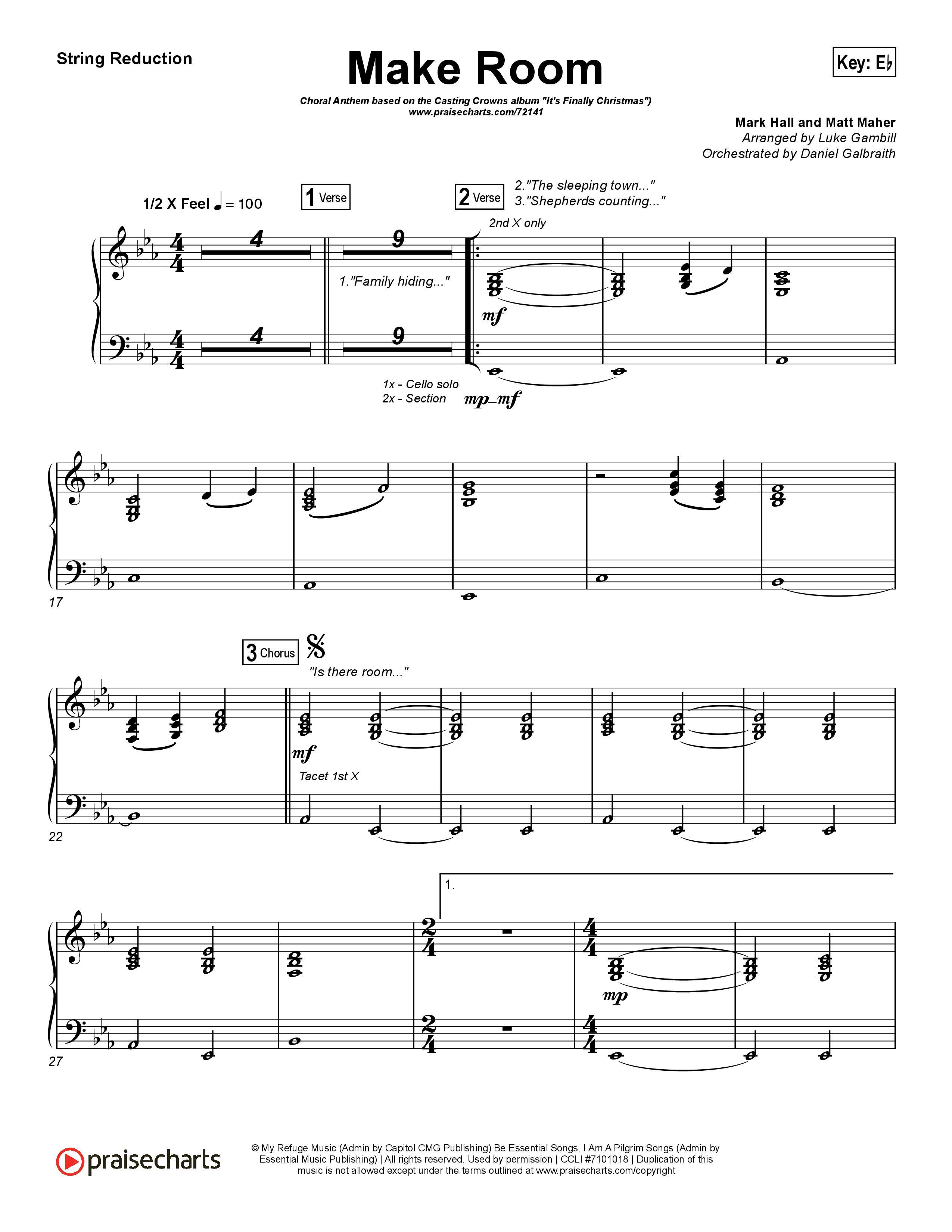 Make Room (Choral Anthem SATB) String Pack (Casting Crowns / Arr. Luke Gambill)