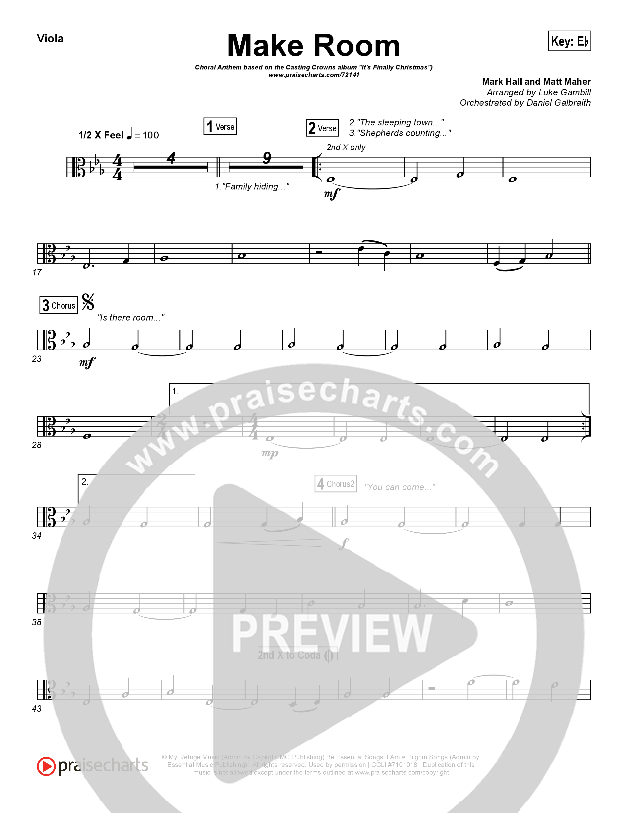 Make Room (Choral Anthem SATB) Viola (Casting Crowns / Arr. Luke Gambill)