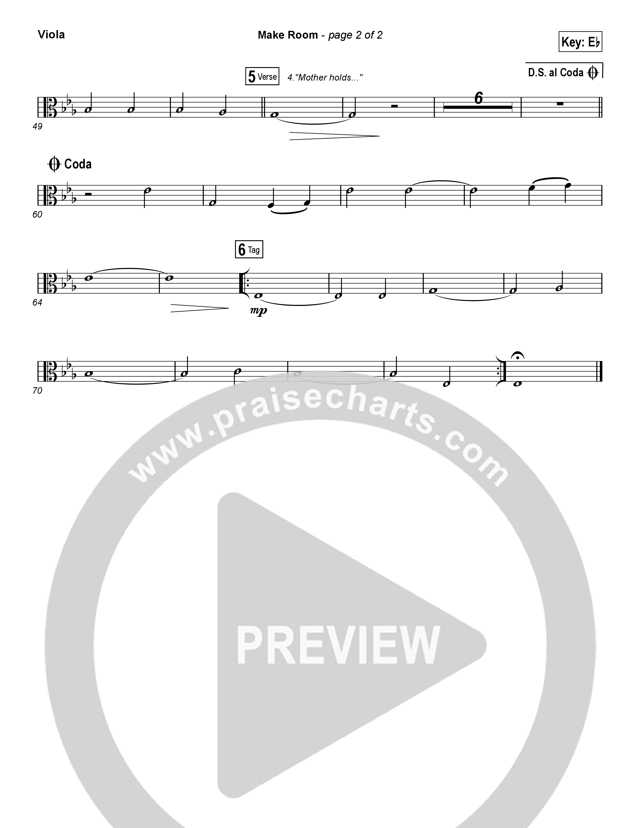 Make Room (Choral Anthem SATB) Viola (Casting Crowns / Arr. Luke Gambill)