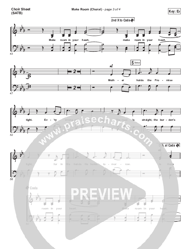 Make Room (Choral Anthem SATB) Choir Vocals (SATB) (Casting Crowns / Arr. Luke Gambill)