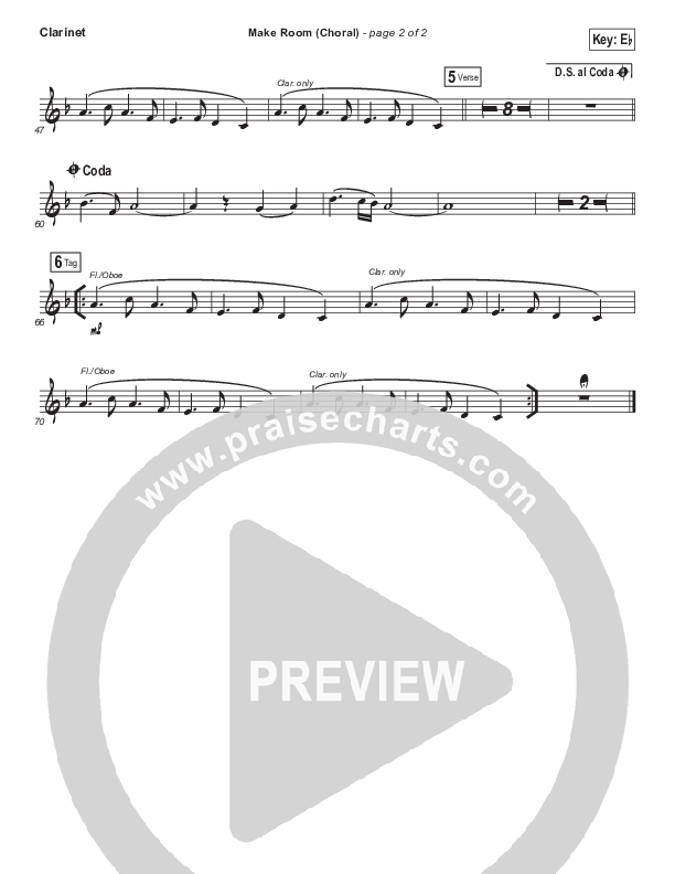 Make Room (Choral Anthem SATB) Clarinet (Casting Crowns / Arr. Luke Gambill)