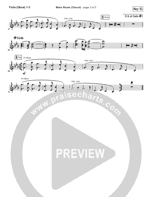 Make Room (Choral Anthem SATB) Flute/Oboe 1/2/3 (Casting Crowns / Arr. Luke Gambill)