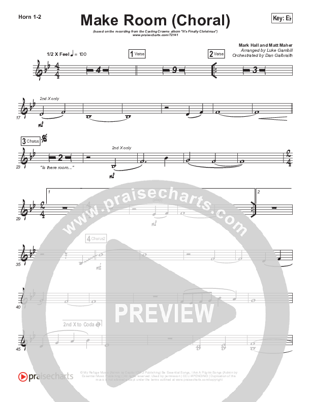 Make Room (Choral Anthem SATB) French Horn 1/2 (Casting Crowns / Arr. Luke Gambill)