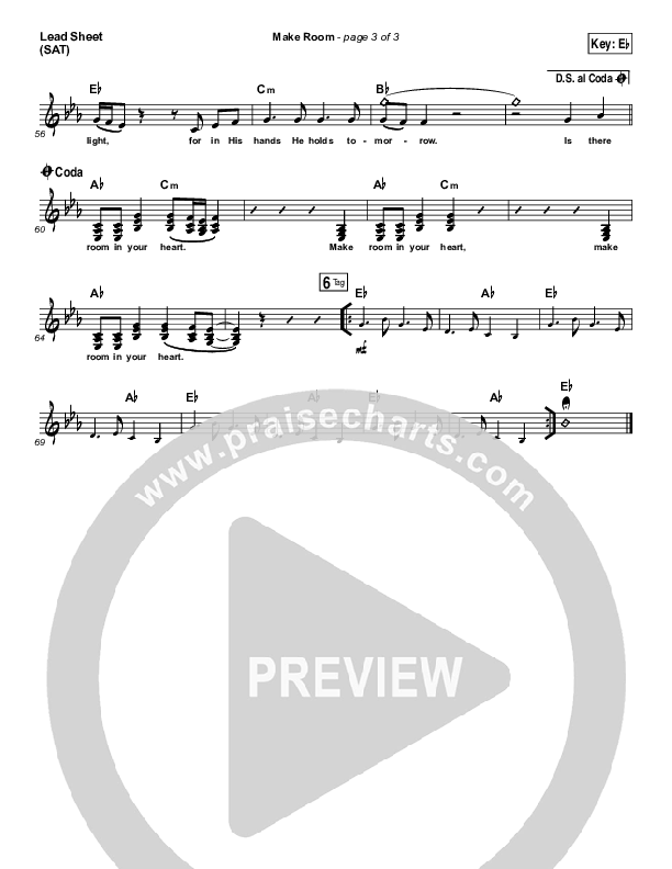 Make Room (Choral Anthem SATB) Lead Sheet (SAT) (Casting Crowns / Arr. Luke Gambill)