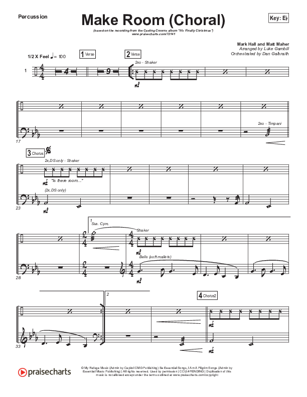 Make Room (Choral Anthem SATB) Percussion (Casting Crowns / Arr. Luke Gambill)
