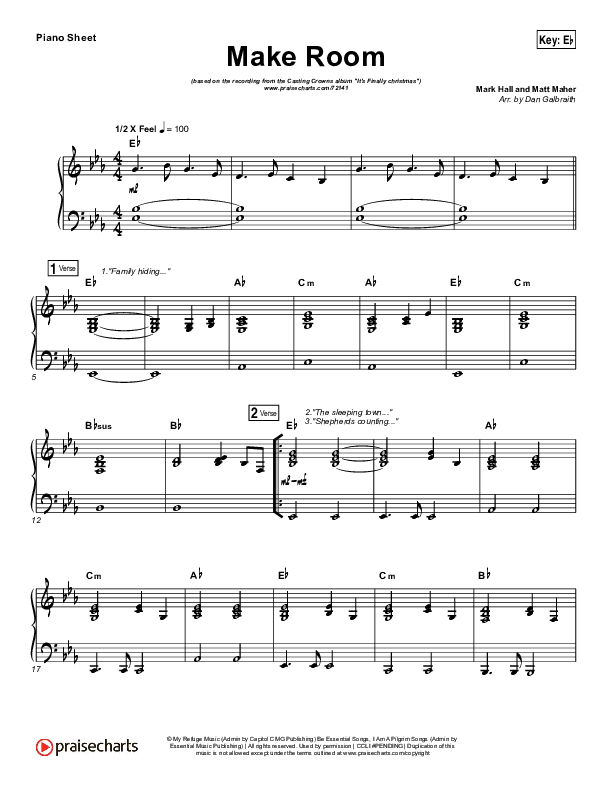 Make Room (Choral Anthem SATB) Piano Sheet (Casting Crowns / Arr. Luke Gambill)