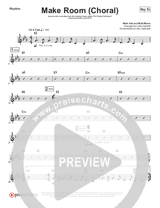 Make Room (Choral Anthem SATB) Rhythm Chart (Casting Crowns / Arr. Luke Gambill)