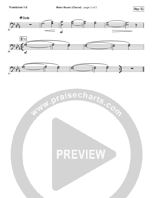 Make Room (Choral Anthem SATB) Trombone 1/2 (Casting Crowns / Arr. Luke Gambill)