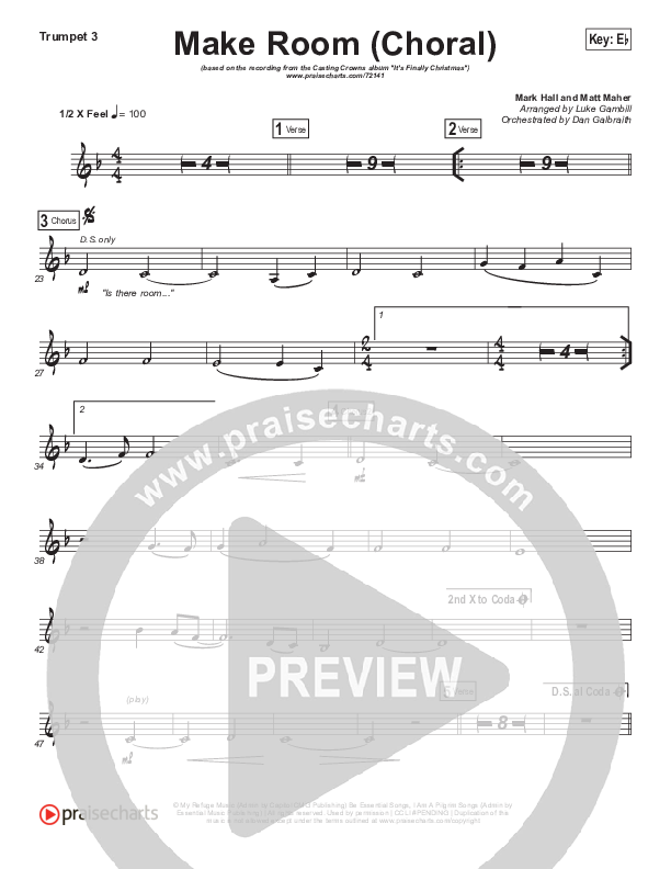 Make Room (Choral Anthem SATB) Trumpet 3 (Casting Crowns / Arr. Luke Gambill)