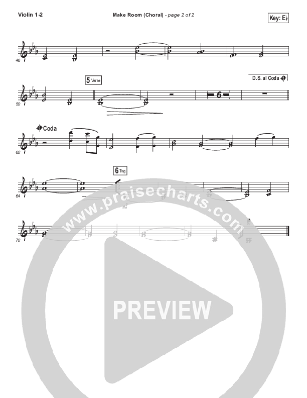 Make Room (Choral Anthem SATB) Violin 1/2 (Casting Crowns / Arr. Luke Gambill)