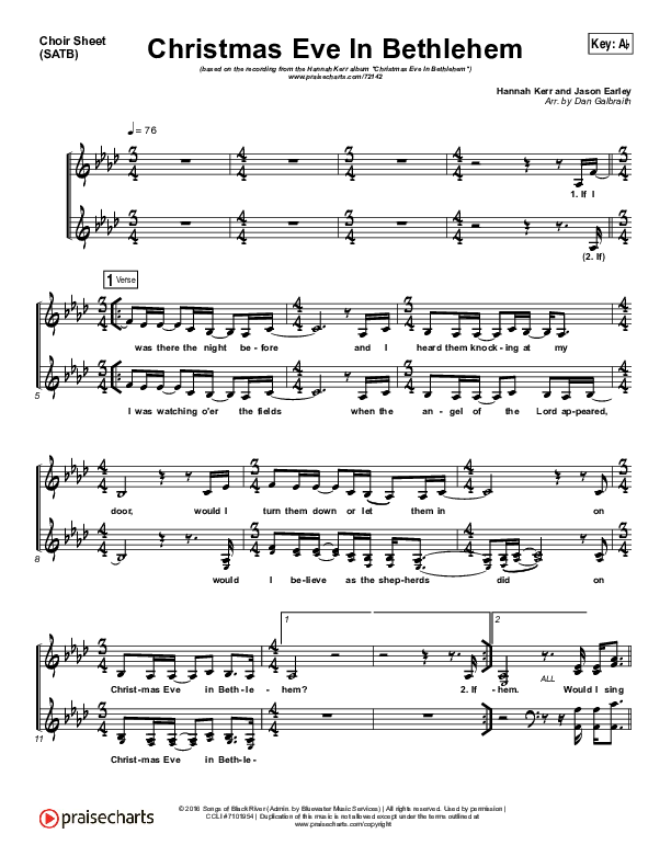 Christmas Eve In Bethlehem Choir Sheet (SATB) (Hannah Kerr)