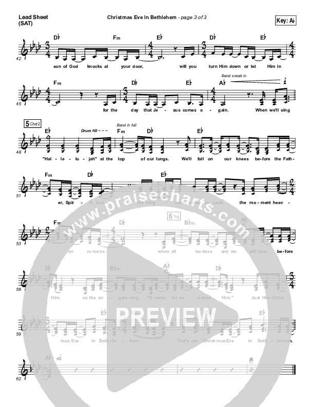 Christmas Eve In Bethlehem Lead Sheet (SAT) (Hannah Kerr)