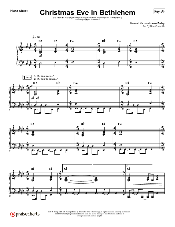Christmas Eve In Bethlehem Piano Sheet (Hannah Kerr)