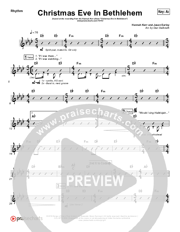Christmas Eve In Bethlehem Rhythm Chart (Hannah Kerr)
