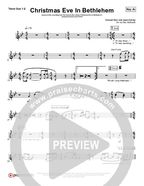 Christmas Eve In Bethlehem Tenor Sax 1/2 (Hannah Kerr)