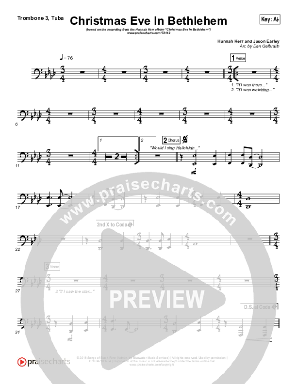 Christmas Eve In Bethlehem Trombone 3/Tuba (Hannah Kerr)