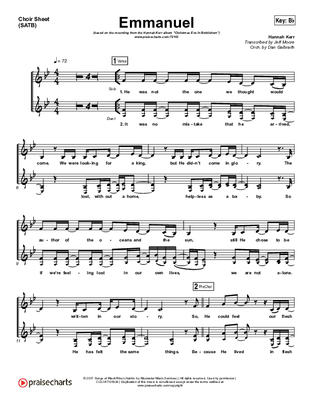 Emmanuel Choir Sheet (SATB) (Hannah Kerr)