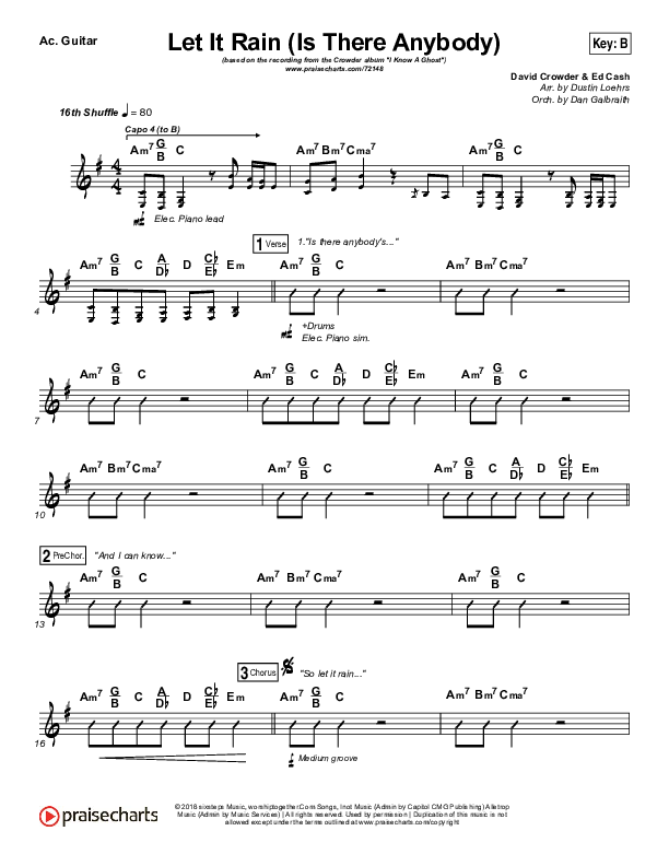 Let It Rain (Is There Anybody) Acoustic Guitar (Mandisa / Crowder)